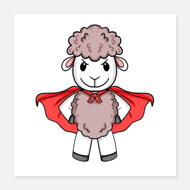 Sheep Superhero Poster 16" x 16" (40x40 cm)