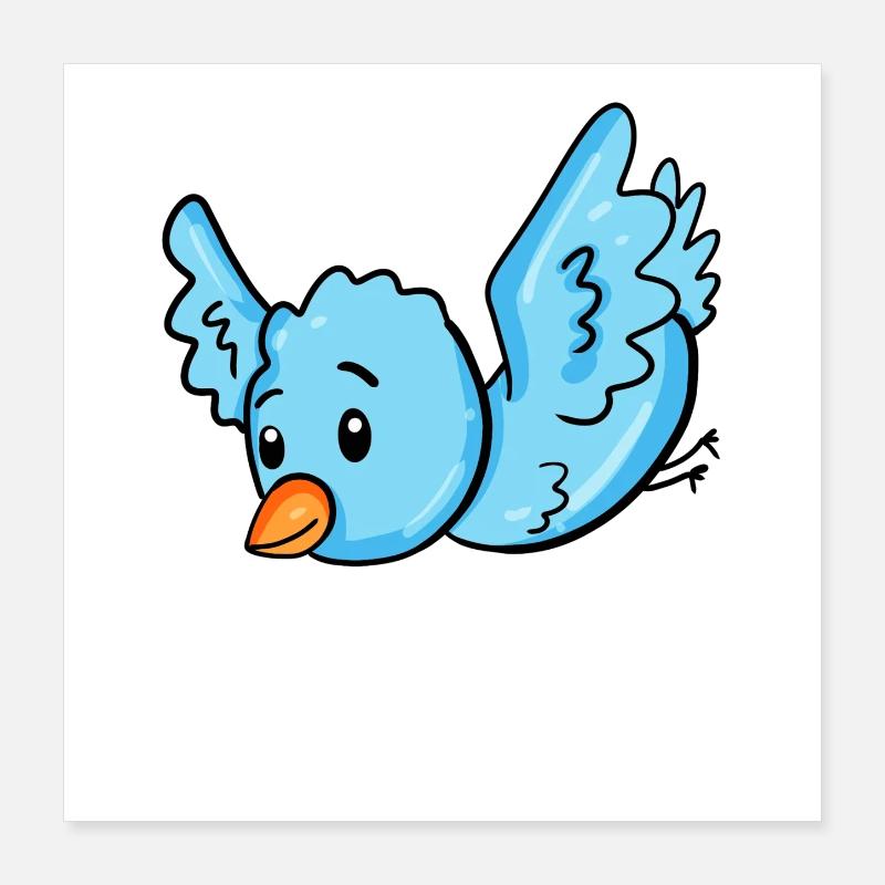 Bleu oiseau Poster 40 x 40 cm