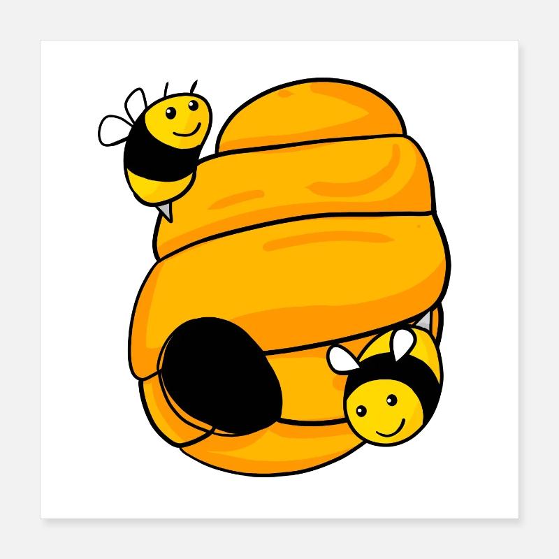 Bee nest with cute bees Poster 16" x 16" (40x40 cm)