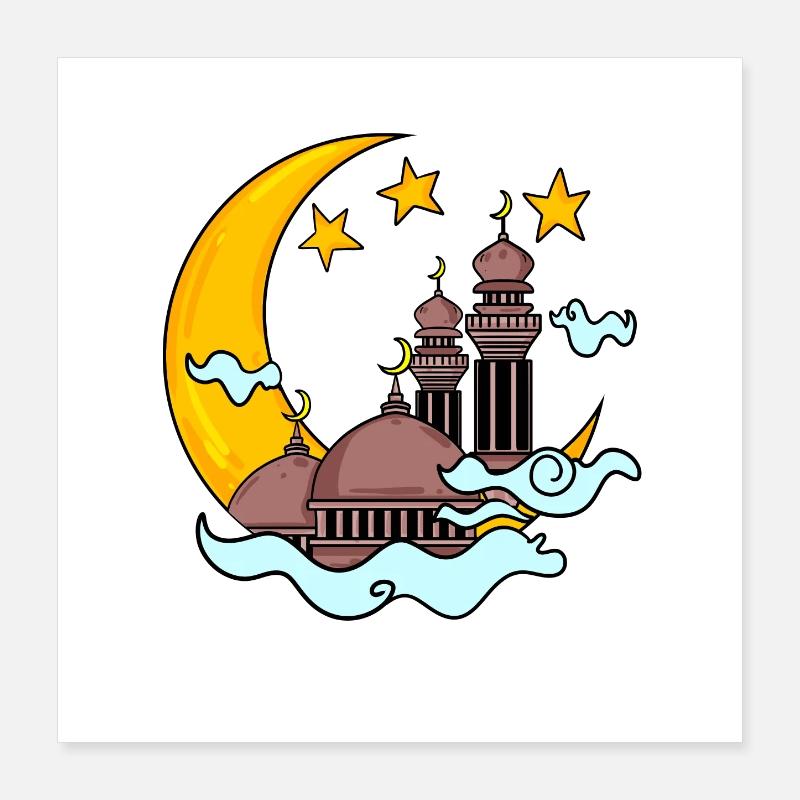 Moschee mit Halbmond Poster 40x40 cm