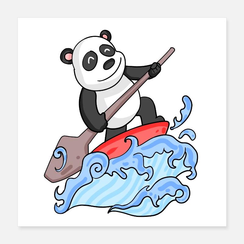 Stand Up Paddle Panda Poster 40 x 40 cm