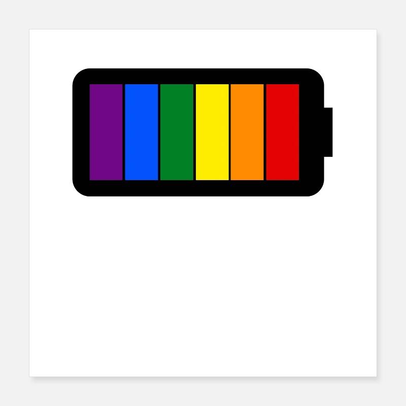 Rainbow Colors Battery Loading - Gay Pride Poster 16" x 16" (40x40 cm)