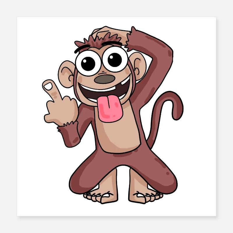 Singe pointant le majeur Poster 40 x 40 cm