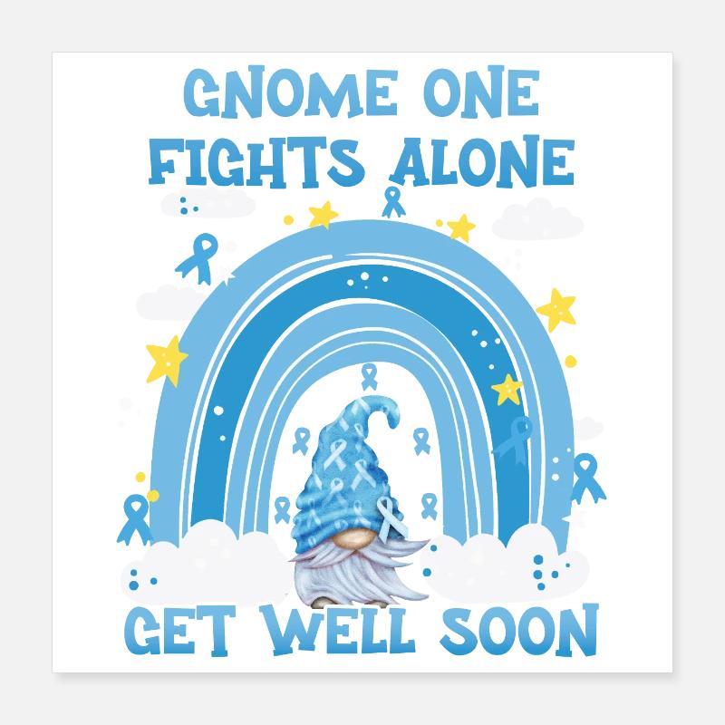 Gnome One Fights Alone Prostate Cancer Poster 40x40 cm