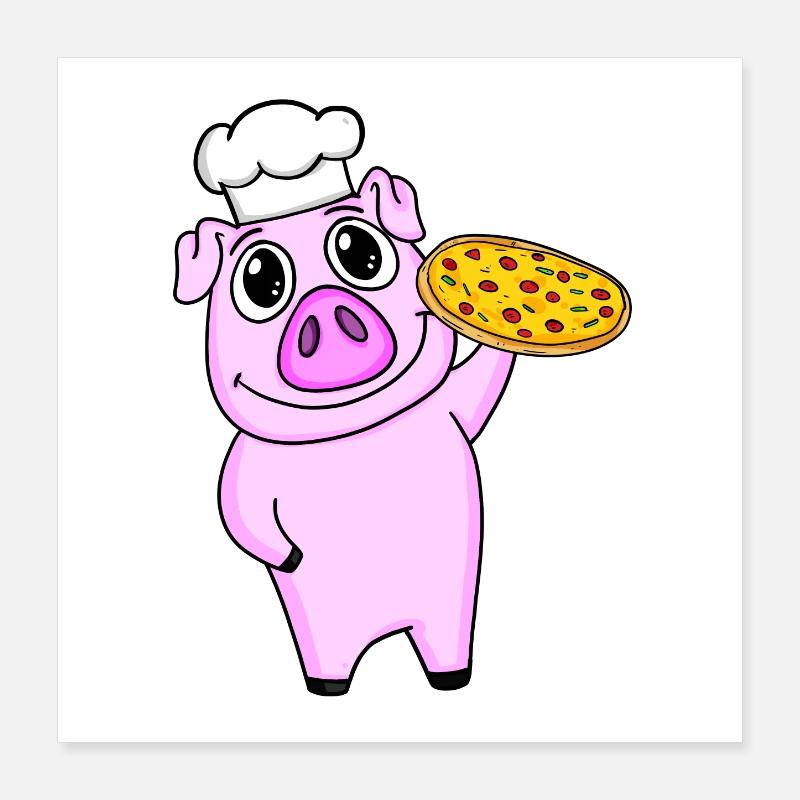 Pizza Maker Pizza Chef Pork Italian Poster 16" x 16" (40x40 cm)