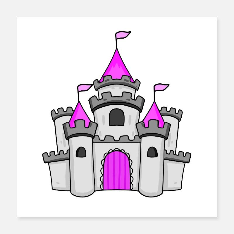 Fille Princesse Burg Poster 40 x 40 cm
