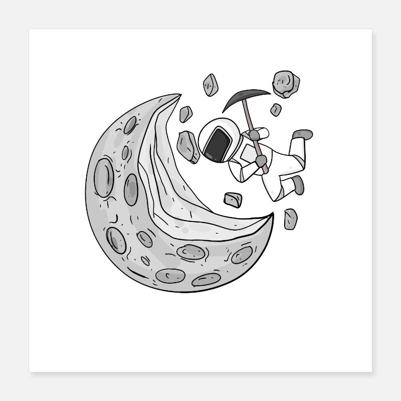 Croissant de Lune des astronautes Poster 40 x 40 cm