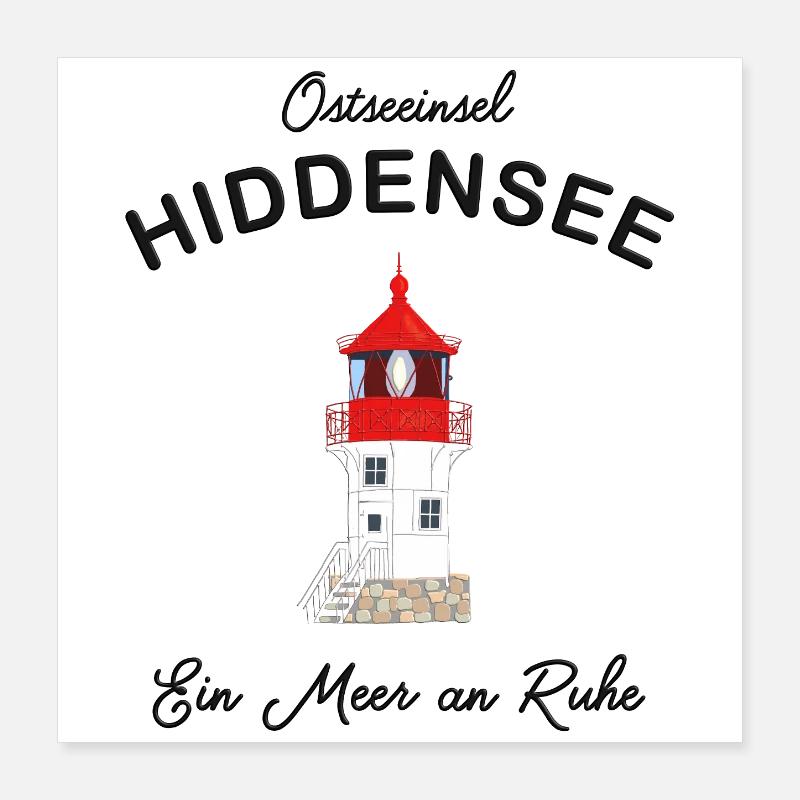 Hiddensee, ein Meer an Ruhe, Leuchtturm Gellen Poster 40x40 cm