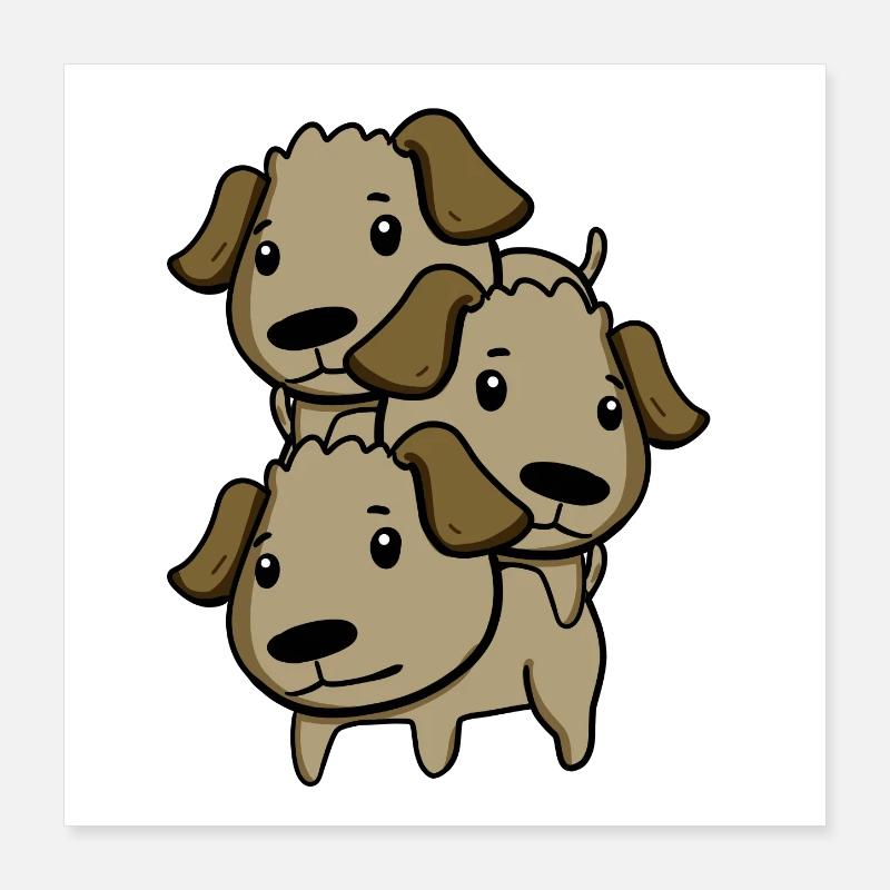 Chiens mignons Poster 40 x 40 cm