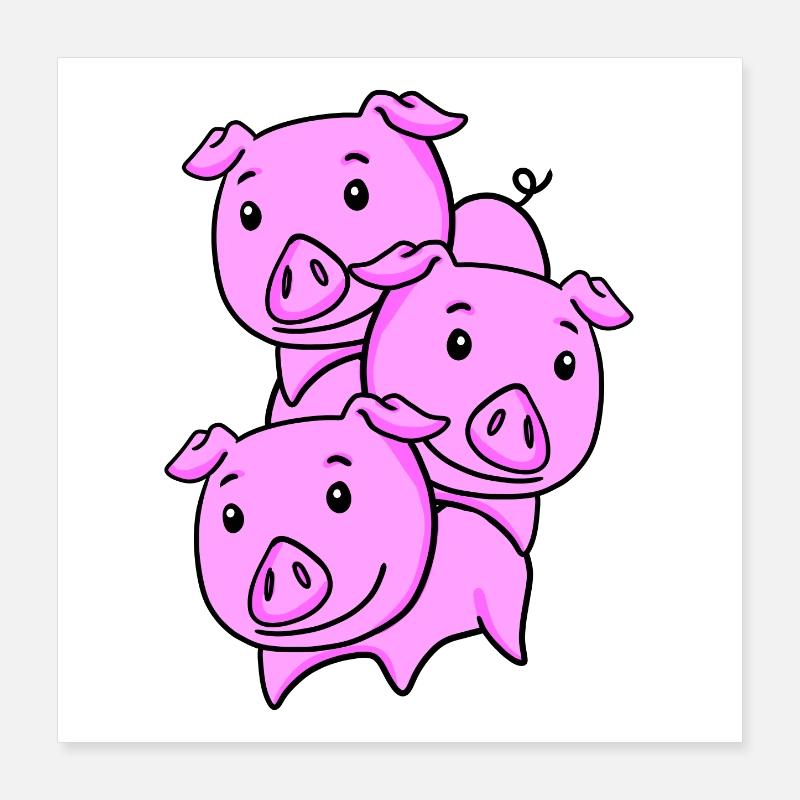 Porcs mignons Poster 40 x 40 cm