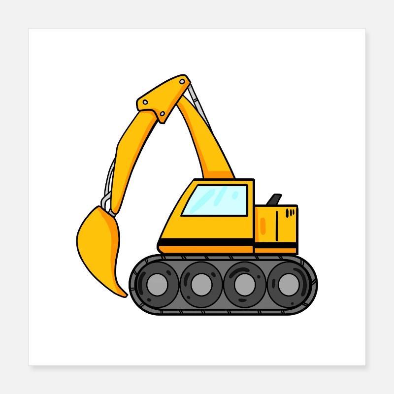 Pelle à godets excavatrice machine de construction de pelle Poster 40 x 40 cm
