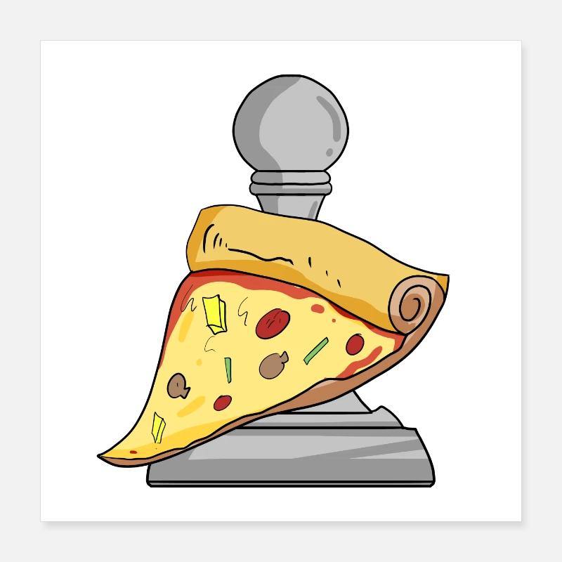 Échecs et pizza Poster 40 x 40 cm