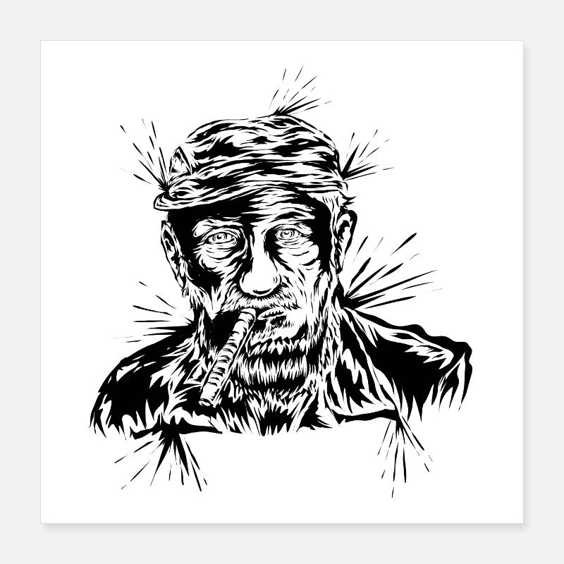Grand-père avec cigare Poster 40 x 40 cm
