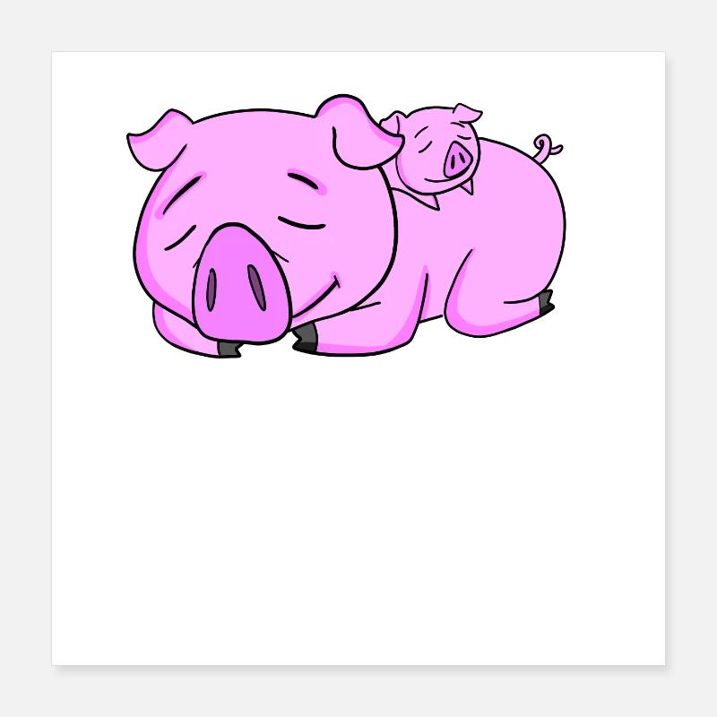 Cochon avec bébé cochon Poster 40 x 40 cm