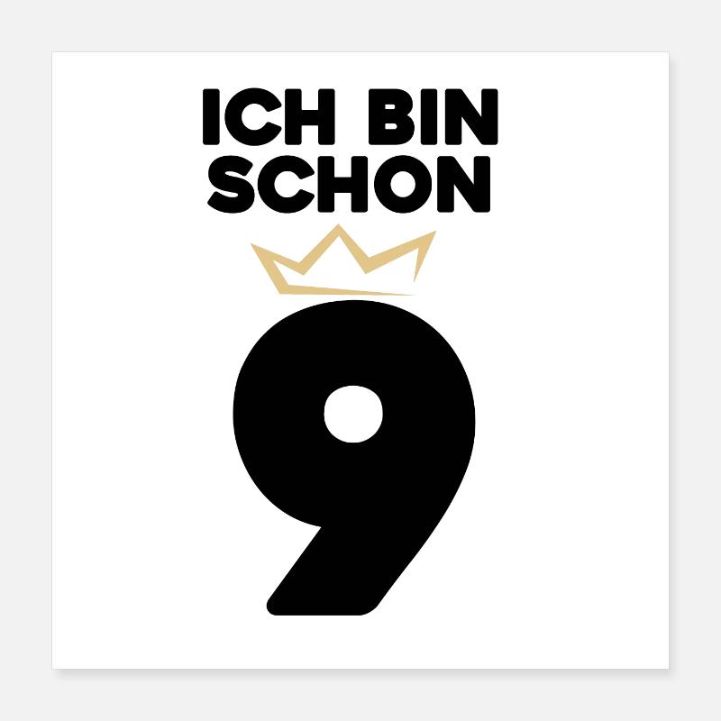 9 Geburtstag - 9 Jahre mit Krone Poster 40x40 cm