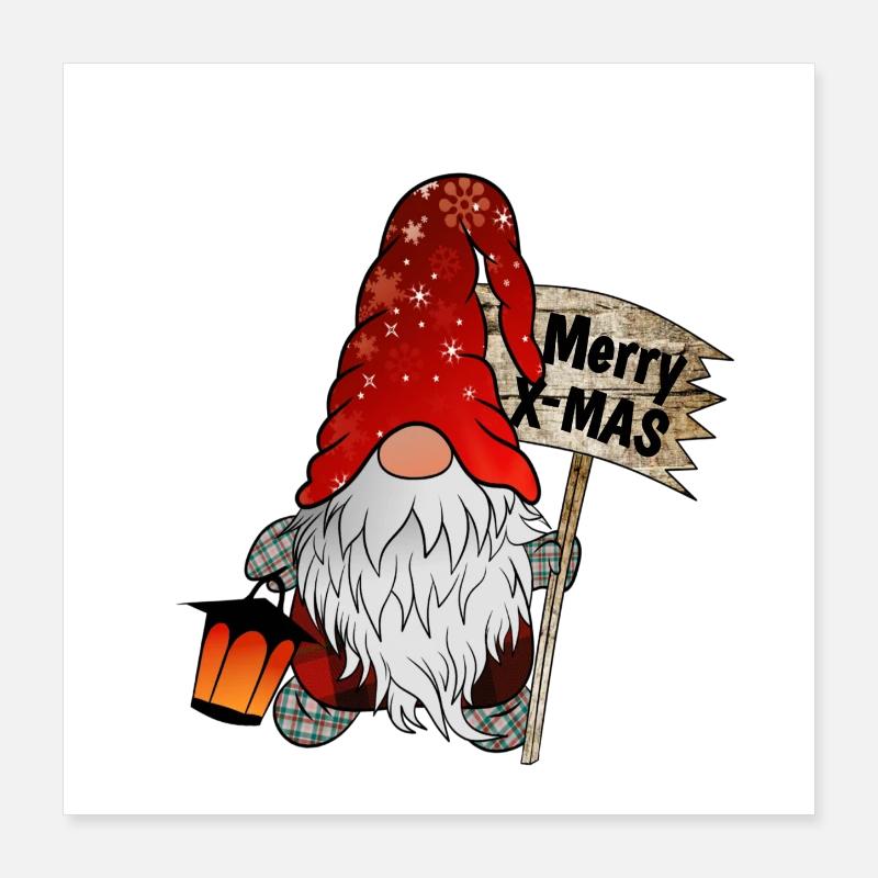 Nain de Noël Gnome de Noël Poster 40 x 40 cm