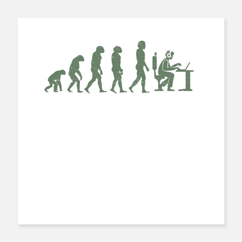 Évolution du Gamer Zocker Nerd Geek Progamer Poster 40 x 40 cm