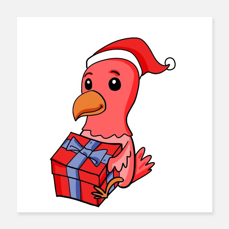 Poulet de Noël Bébé avec cadeau Poster 40 x 40 cm
