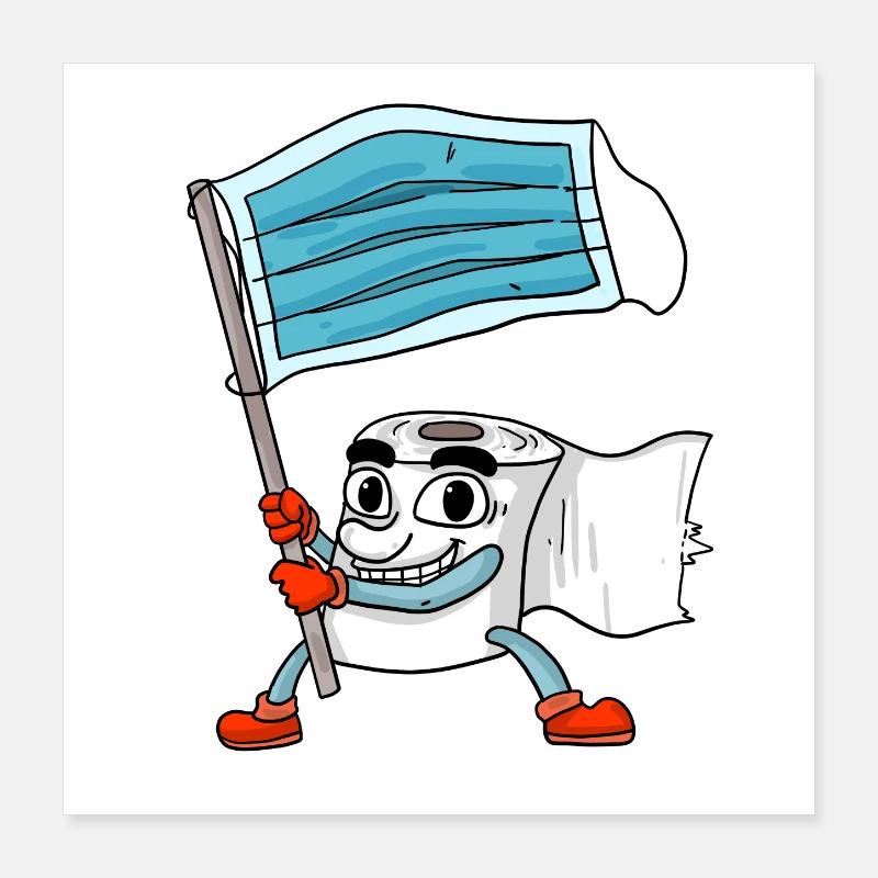 Drapeau de masque de papier toilette Poster 40 x 40 cm