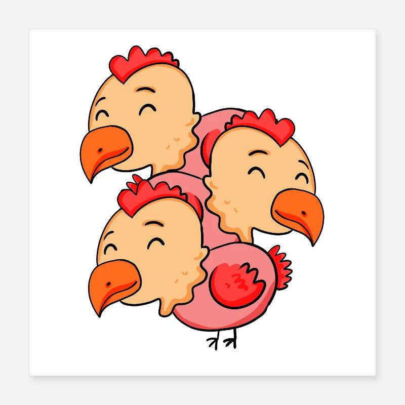 Poulets mignons - Poulet Poster 40 x 40 cm