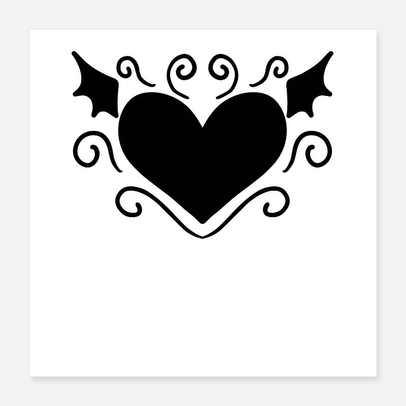 Herz Schwarz Poster 40x40 cm