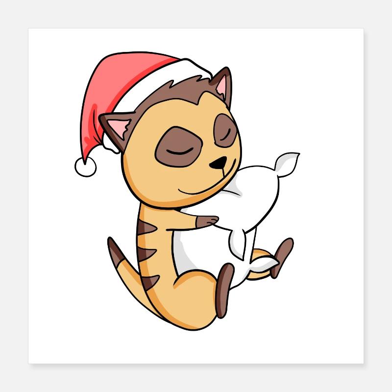 Erdmännchen Weihnachten Schlafen Schlaf Poster 40x40 cm