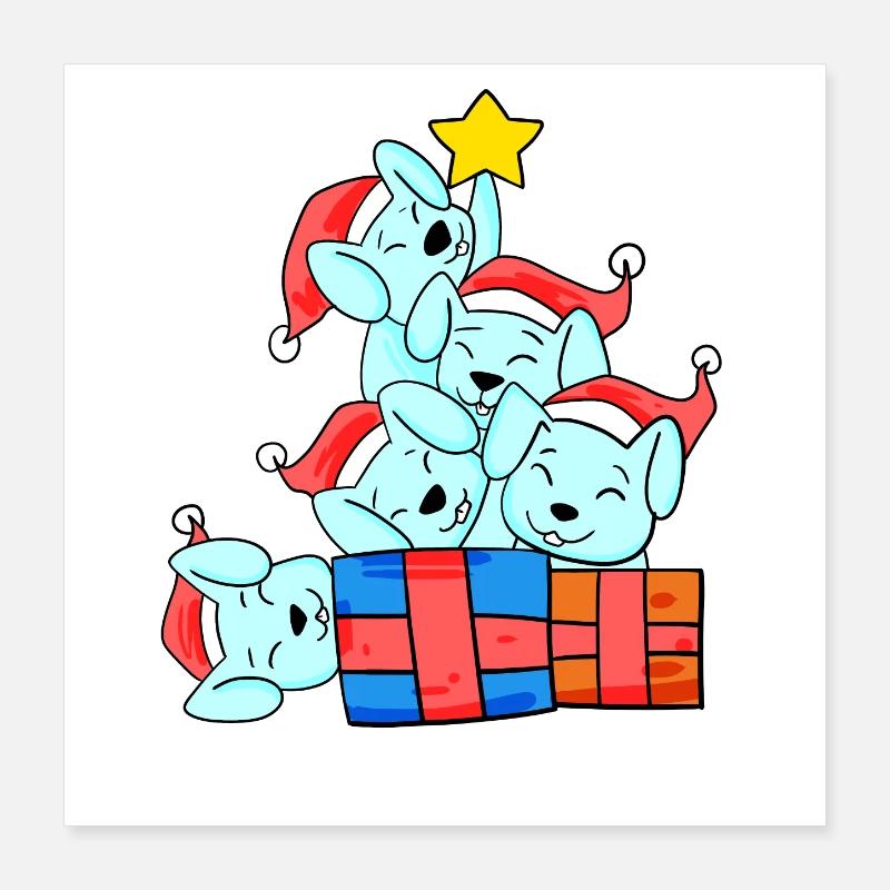 Arbre de Noël Lapin Poster 40 x 40 cm