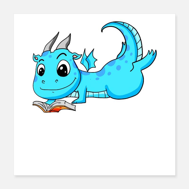 Bücher Drache Drachen Poster 40x40 cm