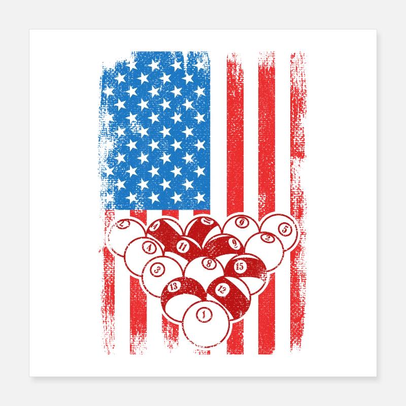 4. Juli Billard Poster 40x40 cm