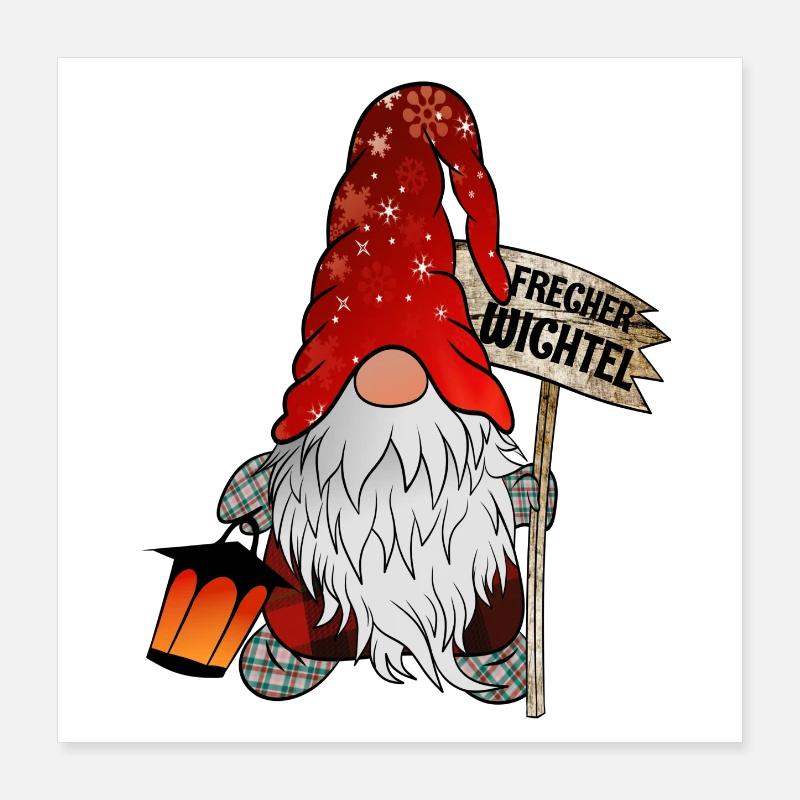 Gnome de Noël effronté Gnome Poster 40 x 40 cm
