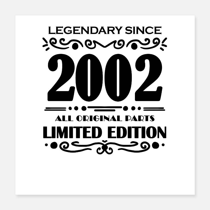 2002 - Né 2002 - Année de construction 2002 Poster 40 x 40 cm
