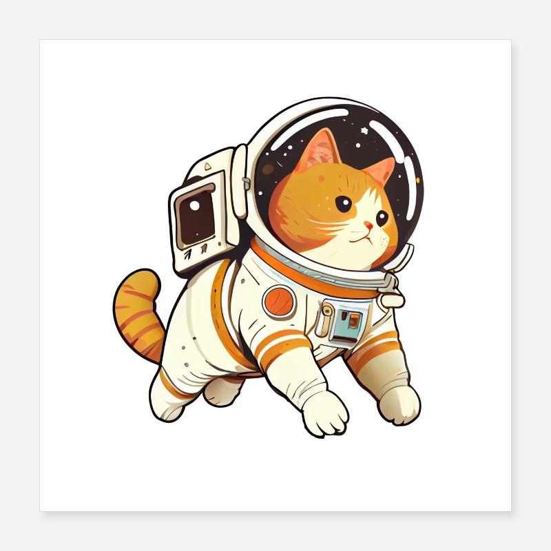 Space Cat Cute - Funny Animal Humor Poster 16" x 16" (40x40 cm)