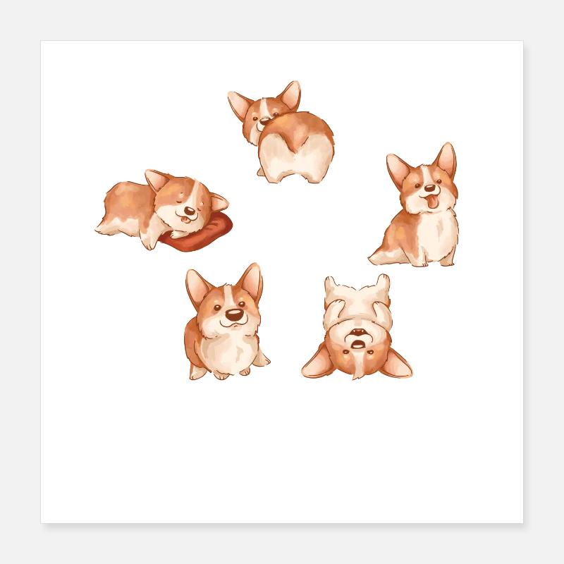 Cute Corgis pour filles Poster 40 x 40 cm