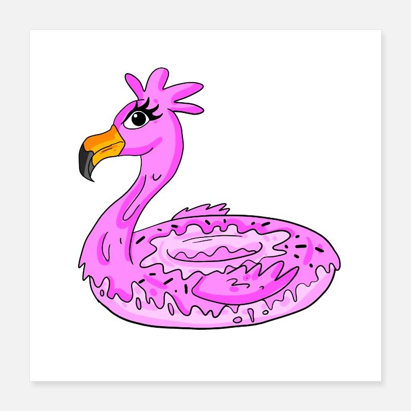 Beignet flamant rose Poster 40 x 40 cm