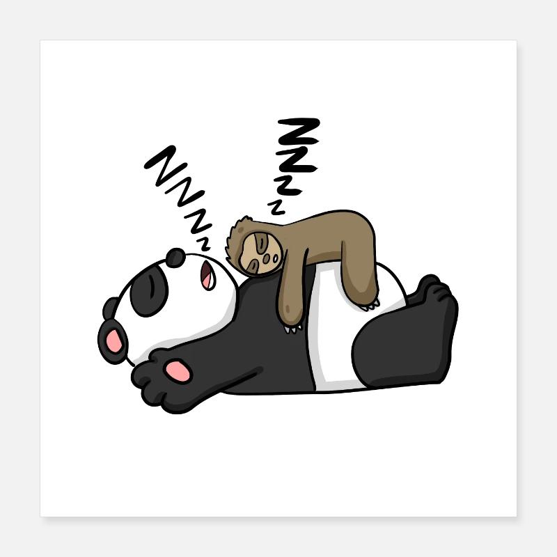 Paresseux et panda Poster 40 x 40 cm