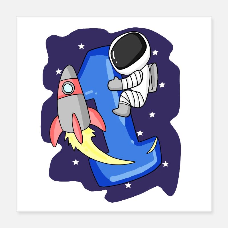 1 an Jeune astronaute Poster 40 x 40 cm