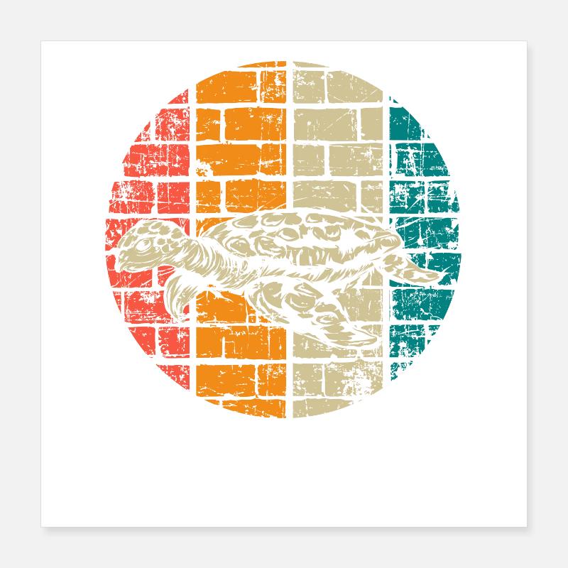 Turtle vintage sea turtle Poster 16" x 16" (40x40 cm)