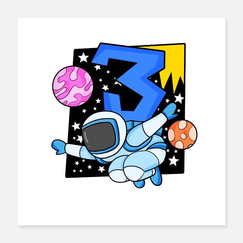 3 years old Young astronaut Poster 16" x 16" (40x40 cm)