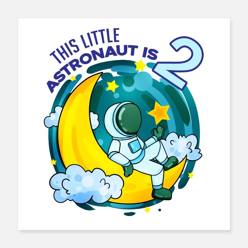 2e anniversaire - 2 ans Cadeau Astronaut Boy Poster 40 x 40 cm