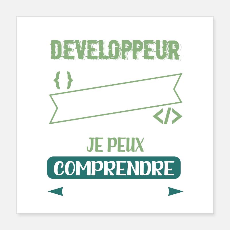 je suis developpeur pas magicien Humour Codeur Poster 40 x 40 cm