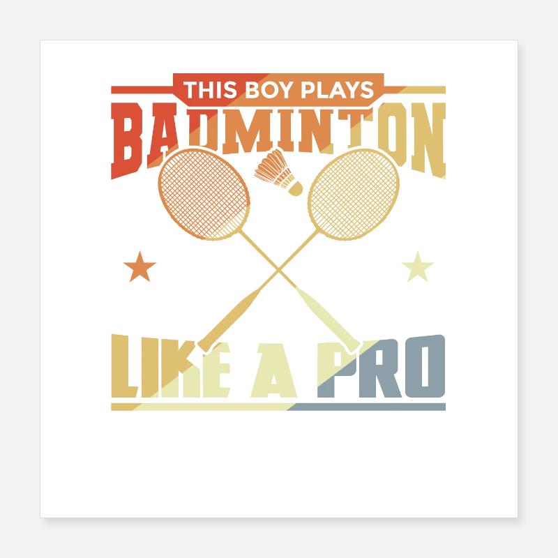 Junge der Badminton spielt Poster 40x40 cm