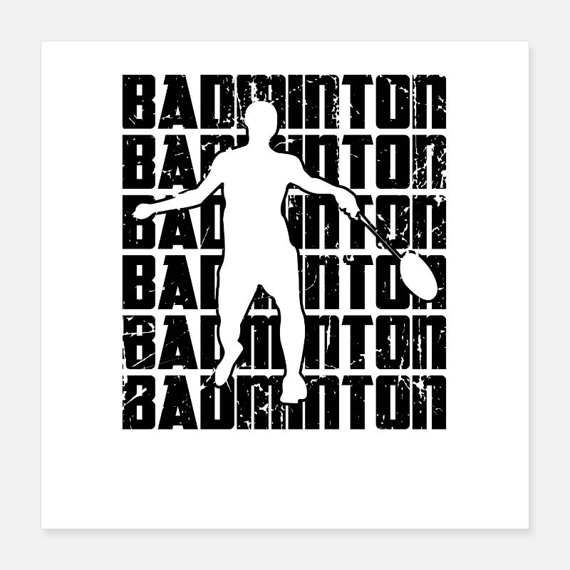 Drôle de joueur de badminton Poster 40 x 40 cm