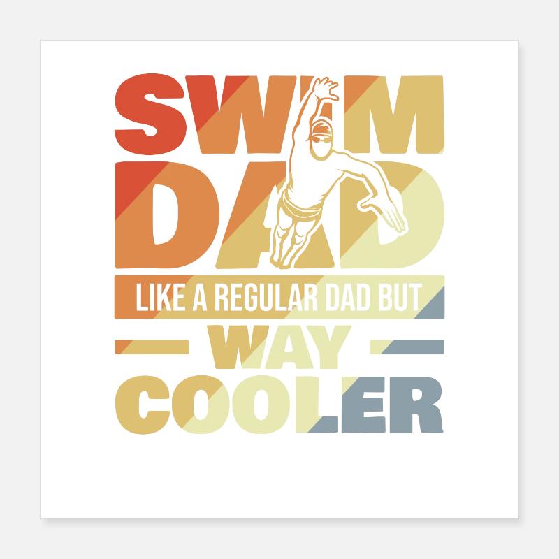 Papa nageur Poster 40 x 40 cm