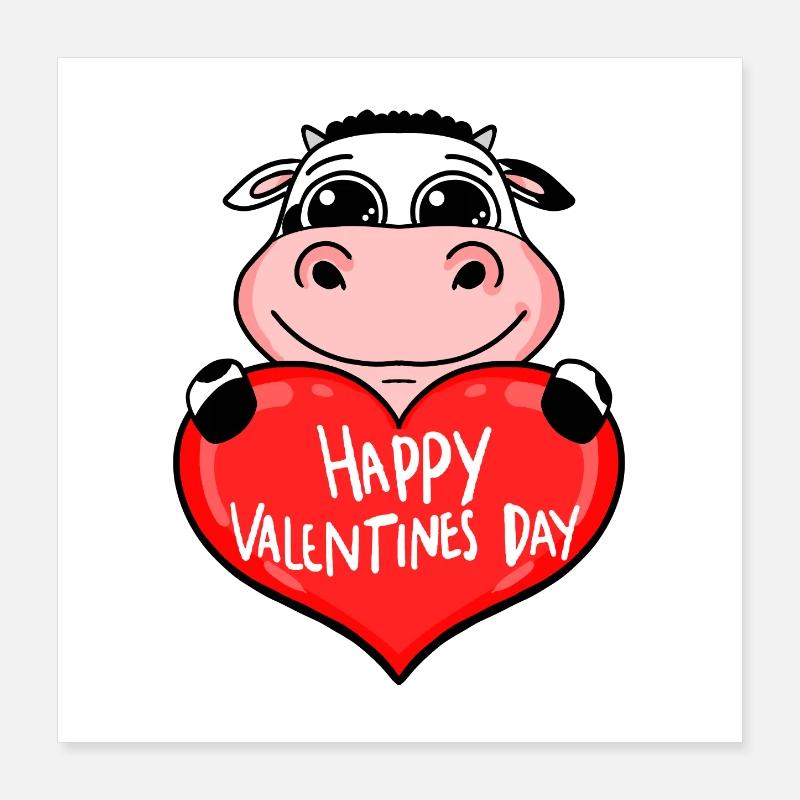 Valentinstag Herz Kuh Poster 40x40 cm