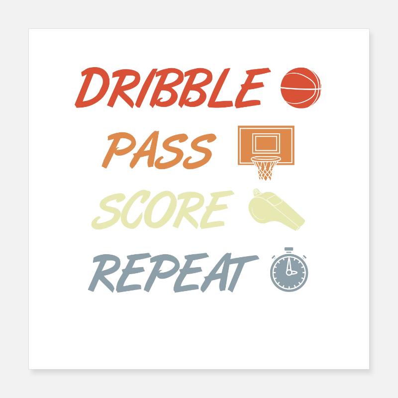 Dribble Pass Score Repeat Poster 40x40 cm