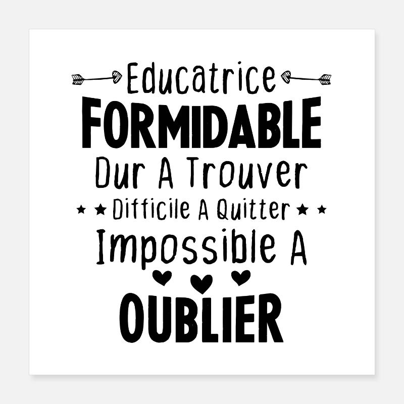 Éducatrice formidable cadeau Éducatrice d'école Poster 40 x 40 cm