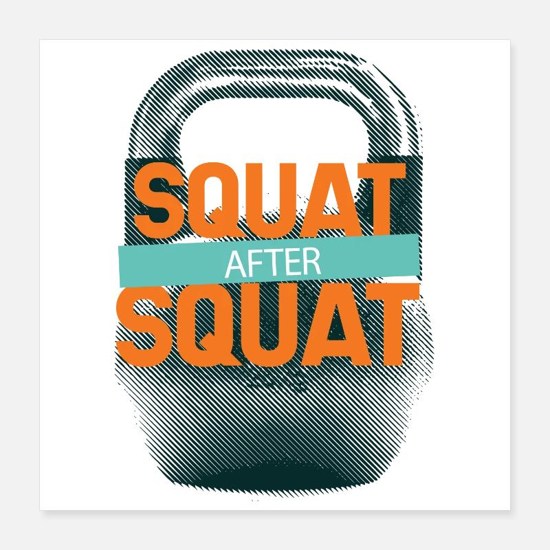 Kettlebell Squat Workout Poster 16" x 16" (40x40 cm)