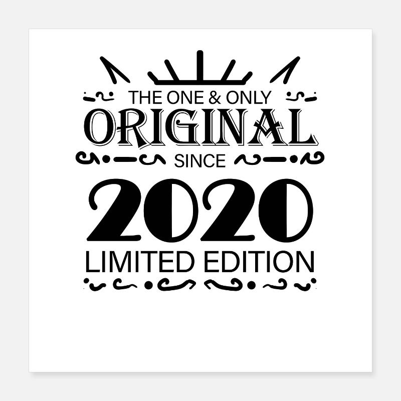2020 - Année de construction 2020 - Millésime 2020 Poster 40 x 40 cm