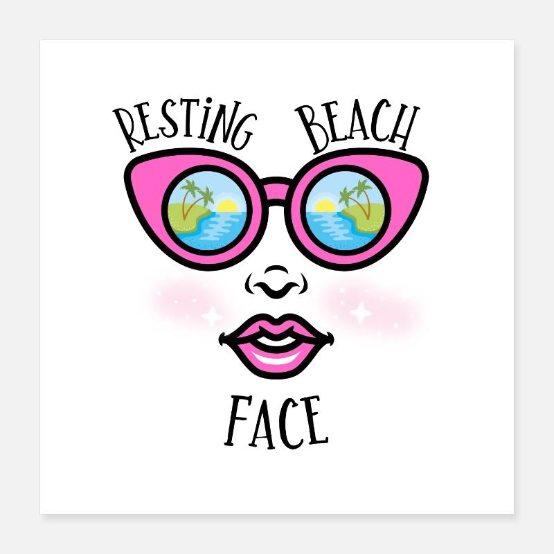 Resting Beach Face - Beach Lovers Poster 40x40 cm