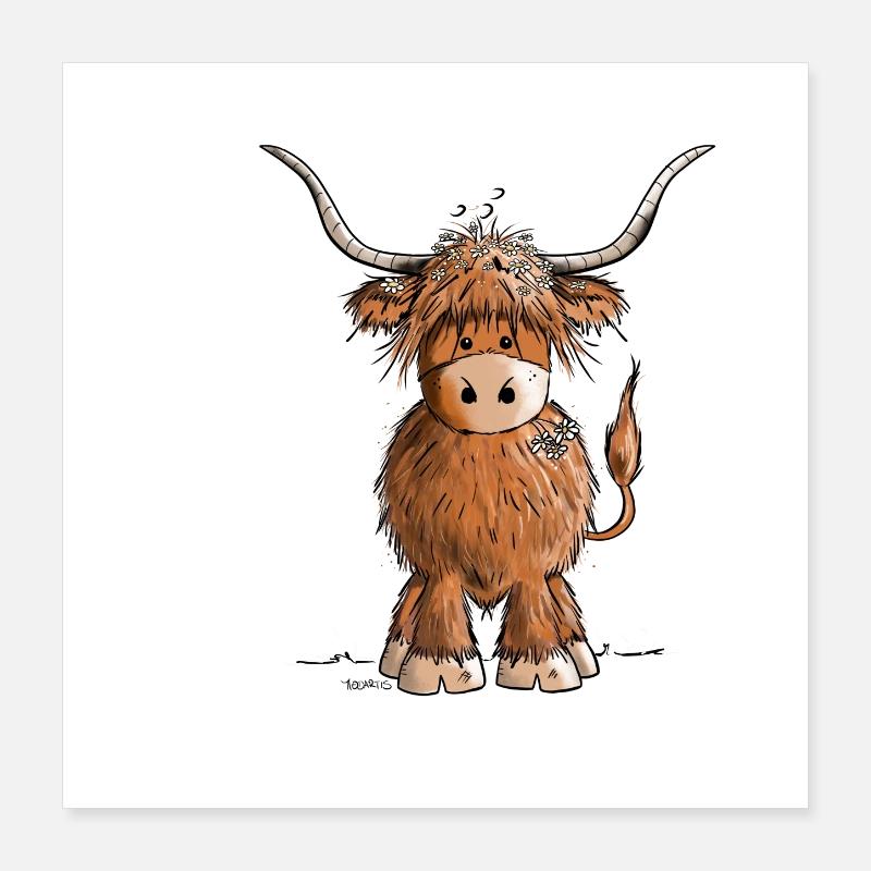 Just Really Like Cows Scottish Highland Cattle Poster 16" x 16" (40x40 cm)